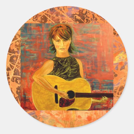 volkszanger akoestische druppel ronde sticker (Voorkant)