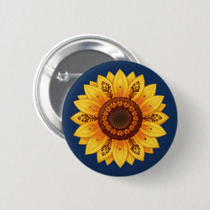 Volkszonnebloem Oekraïense Sierpatronen Vlag Ronde Button 5,7 Cm
