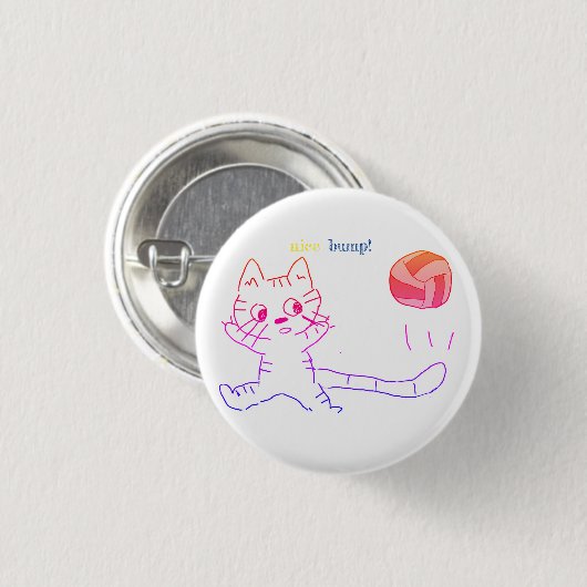 vollayball cat Button2 Ronde Button 3,2 Cm (Voorkant /achterkant)