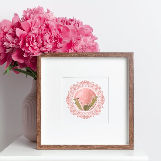 volle aardbeienmaan | June Moon Illustration Poster