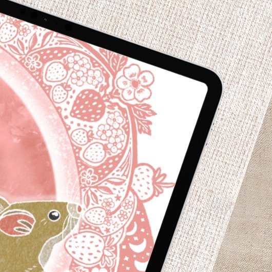 volle aardbeienmaan | June Moon Illustration Poster