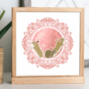 volle aardbeienmaan   June Moon Illustration Poster