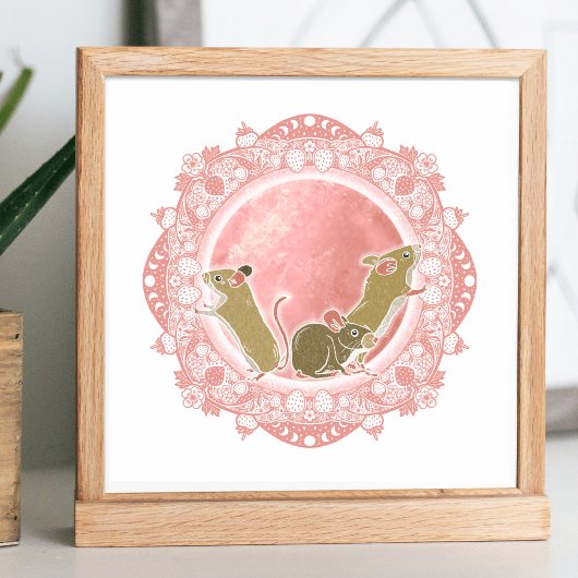 volle aardbeienmaan | June Moon Illustration Poster