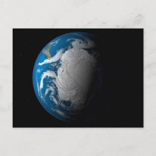 volle aarde met gesimuleerde wolken boven antarcti briefkaart