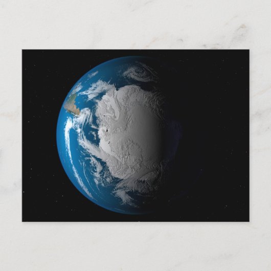 volle aarde met gesimuleerde wolken boven antarcti briefkaart (Voorkant)