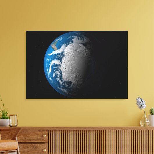 volle aarde met gesimuleerde wolken boven antarcti canvas afdruk (Insitu (Woonkamer))