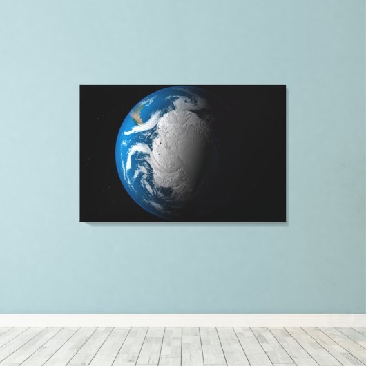 volle aarde met gesimuleerde wolken boven antarcti canvas afdruk (Insitu (Houten vloer))