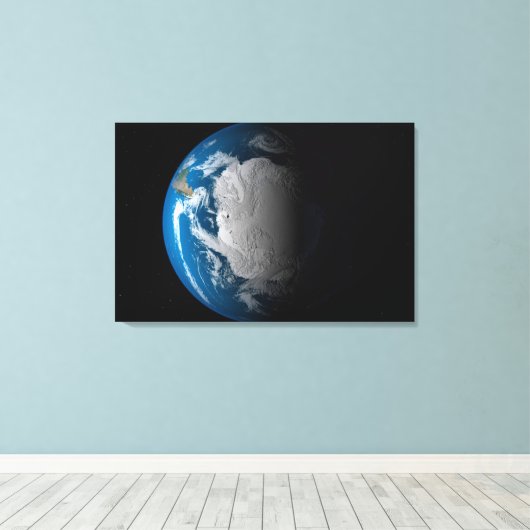 volle aarde met gesimuleerde wolken boven antarcti canvas afdruk (Insitu (Houten vloer))
