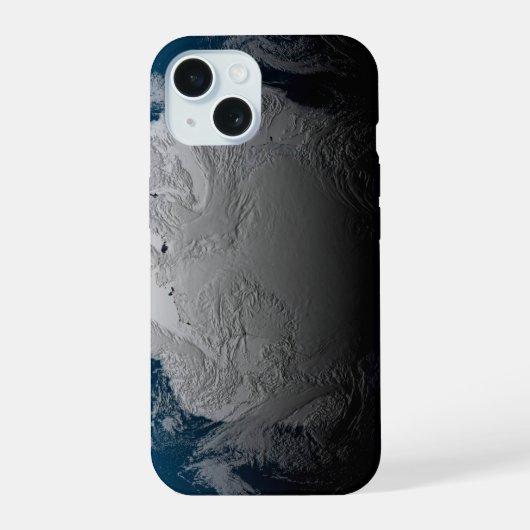 volle aarde met gesimuleerde wolken boven antarcti iPhone 15 case (Achterkant)
