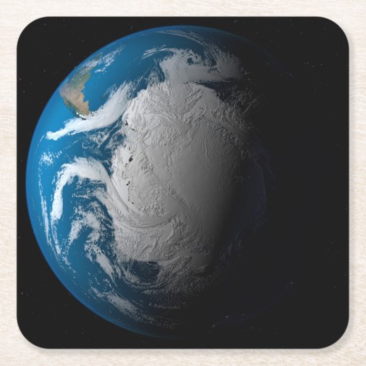 volle aarde met gesimuleerde wolken boven antarcti kartonnen onderzetters (Voorkant)