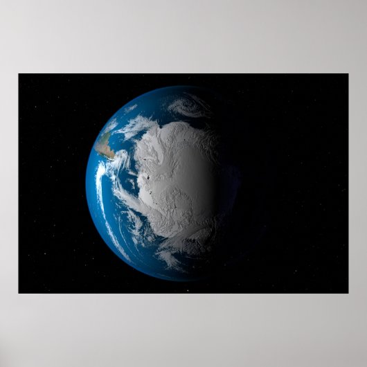 volle aarde met gesimuleerde wolken boven antarcti poster (Voorkant)