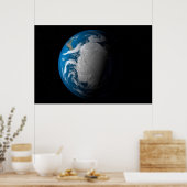 volle aarde met gesimuleerde wolken boven antarcti poster (Keuken)