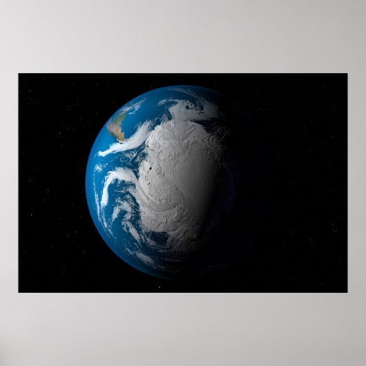 volle aarde met gesimuleerde wolken boven antarcti poster (Voorkant)