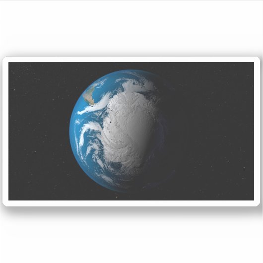 volle aarde met gesimuleerde wolken boven antarcti sticker (Voorkant)