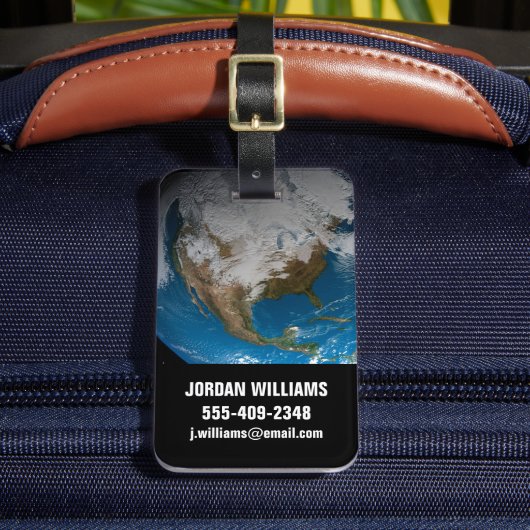 Volle Aarde met gesimuleerde wolken boven Noord-Am Bagagelabel (Voorkant Insitu 2)