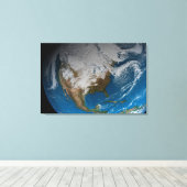 Volle Aarde met gesimuleerde wolken boven Noord-Am Canvas Afdruk (Insitu (Houten vloer))