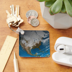 Volle Aarde met gesimuleerde wolken boven Noord-Am Sleutelhanger