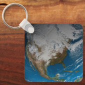 Volle Aarde met gesimuleerde wolken boven Noord-Am Sleutelhanger (Voorkant)