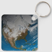 Volle Aarde met gesimuleerde wolken boven Noord-Am Sleutelhanger (Achterkant)