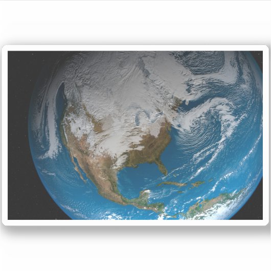 Volle Aarde met gesimuleerde wolken boven Noord-Am Sticker (Voorkant)