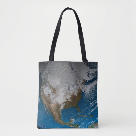 Volle Aarde met gesimuleerde wolken boven Noord-Am Tote Bag (Voorkant)