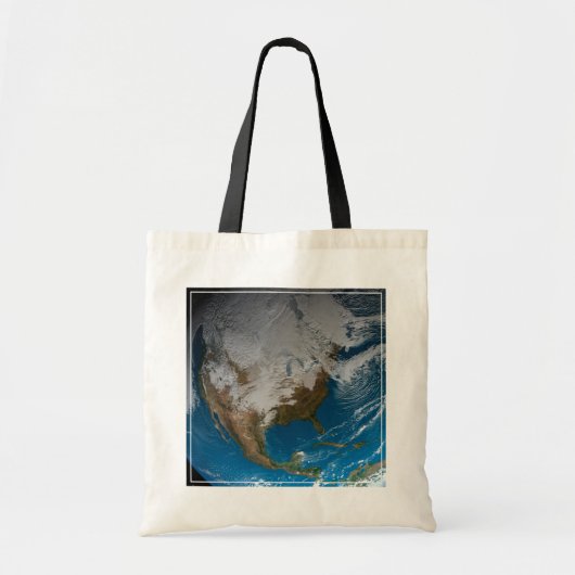 Volle Aarde met gesimuleerde wolken boven Noord-Am Tote Bag (Voorkant)