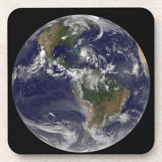 Volle aarde met orkaan Irene over de Bahama's. Bier Onderzetter (Voorkant)