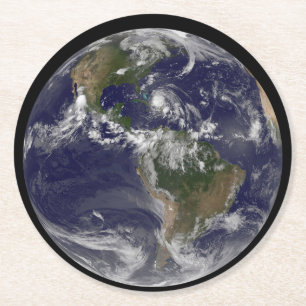 Volle aarde met orkaan Irene over de Bahama's. Ronde Kartonnen Onderzetter