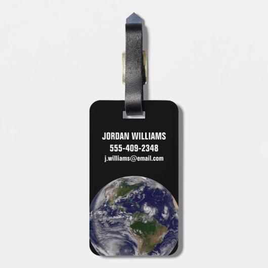 Volle aarde met tropische Stormen in de Atlantisch Bagagelabel (Achterkant verticaal)