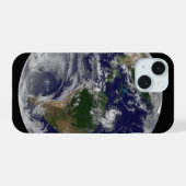 Volle aarde met tropische Stormen in de Atlantisch iPhone 15 Case (Achterkant horizontaal)