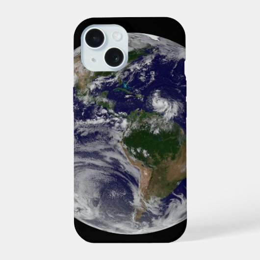 Volle aarde met tropische Stormen in de Atlantisch iPhone 15 Case (Achterkant)
