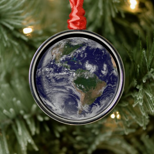 Volle aarde met tropische Stormen in de Atlantisch Metalen Ornament (Boom)