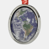 Volle aarde met tropische Stormen in de Atlantisch Metalen Ornament (Links)