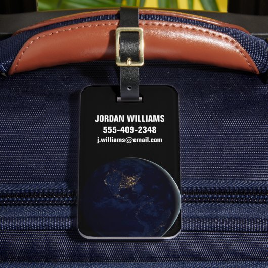 Volle aarde 's nachts met stadslichten van Amerika Bagagelabel (Voorkant Insitu 2)