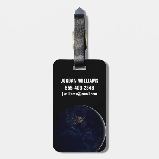 Volle aarde 's nachts met stadslichten van Amerika Bagagelabel (Achterkant verticaal)