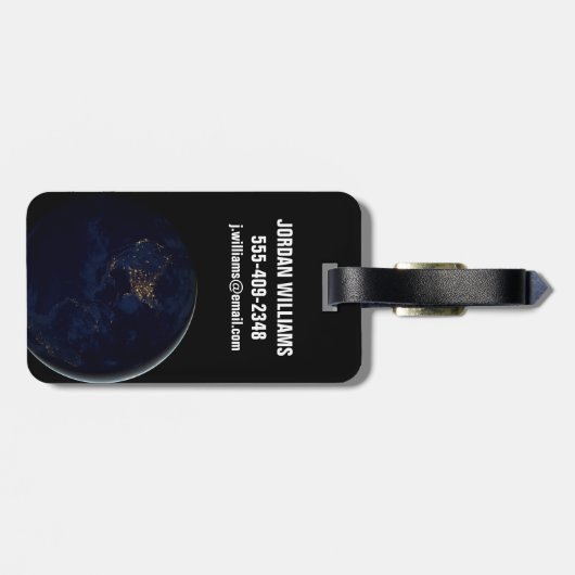 Volle aarde 's nachts met stadslichten van Amerika Bagagelabel (Achterkant horizontaal)