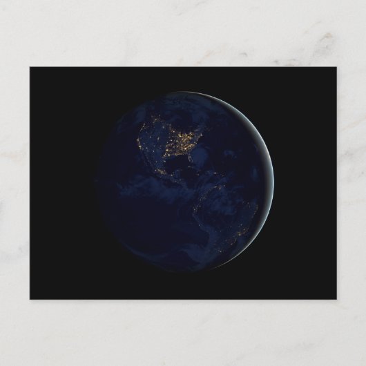Volle aarde 's nachts met stadslichten van Amerika Briefkaart (Voorkant)