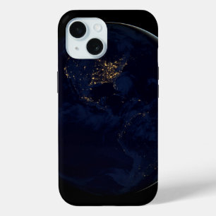 Volle aarde 's nachts met stadslichten van Amerika iPhone 15 Case