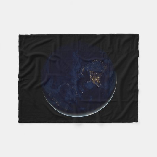 Volle aarde 's nachts met stadslichten van Amerika Fleece Deken (Voorkant (Horizontaal))