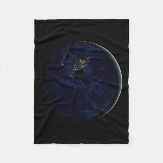 Volle aarde 's nachts met stadslichten van Amerika Fleece Deken (Voorkant)