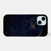 Volle aarde 's nachts met stadslichten van Amerika iPhone 15 Case (Achterkant horizontaal)