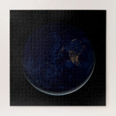 Volle aarde 's nachts met stadslichten van Amerika Legpuzzel (Horizontaal)