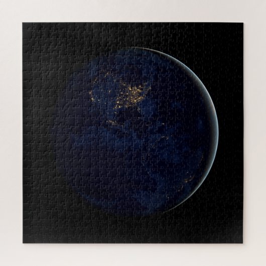 Volle aarde 's nachts met stadslichten van Amerika Legpuzzel (Verticaal)