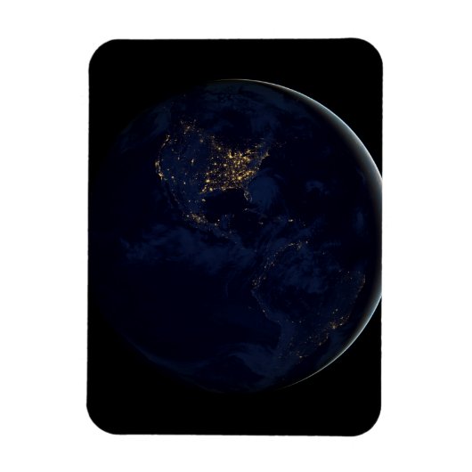 Volle aarde 's nachts met stadslichten van Amerika Magneet (Verticaal)