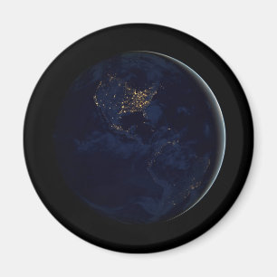 Volle aarde 's nachts met stadslichten van Amerika Magneet