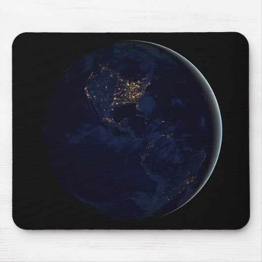 Volle aarde 's nachts met stadslichten van Amerika Muismat (Voorkant)