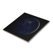 Volle aarde 's nachts met stadslichten van Amerika Tegeltje (Zijkant)