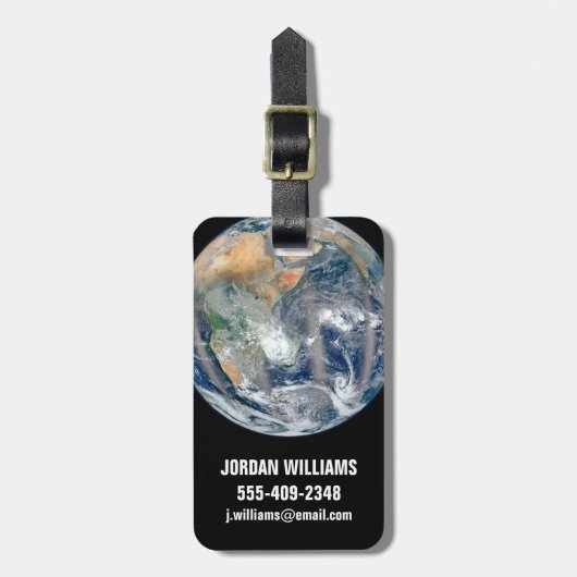 Volle aarde toont het oostelijk halfrond. bagagelabel (Voorkant verticaal)