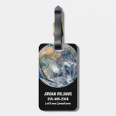 Volle aarde toont het oostelijk halfrond. bagagelabel (Achterkant verticaal)