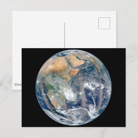 Volle aarde toont het oostelijk halfrond. briefkaart (Voorkant / Achterkant)